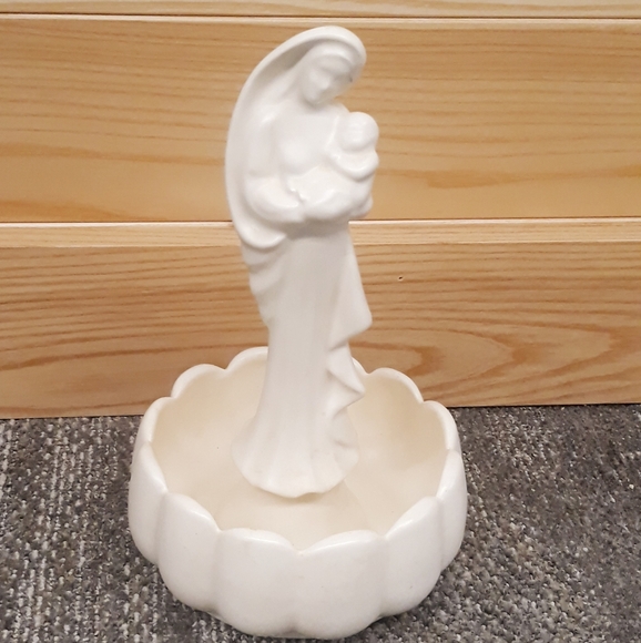 Vintage Ironstone USA Mary and Baby Jesus Standing Holy Water Font / Stoup - Picture 14 of 15